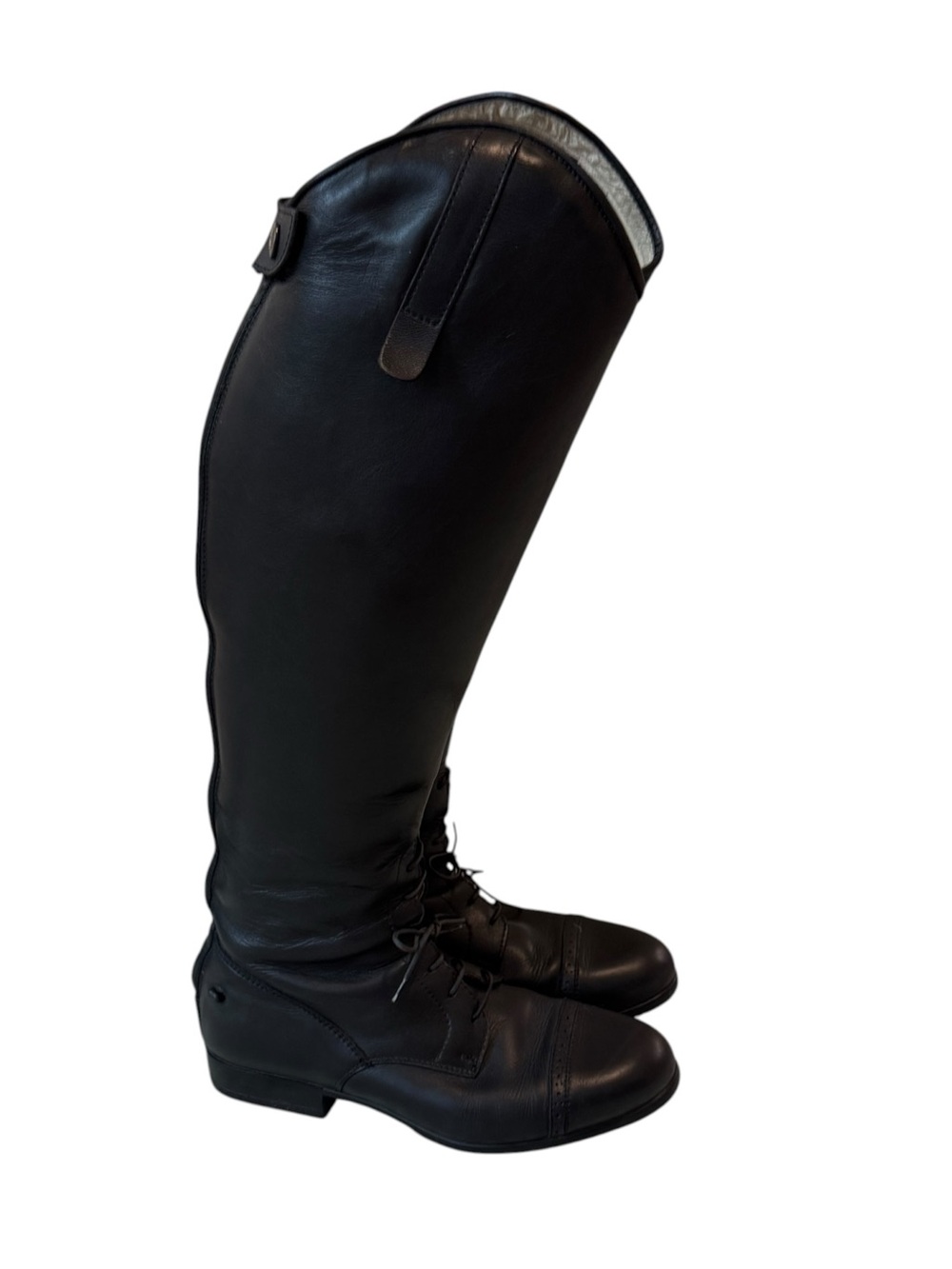 Grand Prix Italy Tall Black Leather Equestrian Field Riding Boots Size 8.5 M